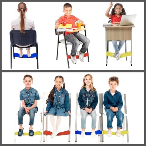 1 Blue, 1 Red, 1 Yellow, Chair Bands for Kids with Fidgety Feet