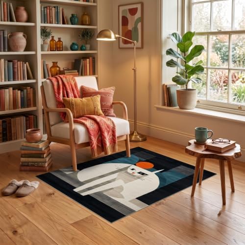 3'x5' Black White Cat Artistic Feline Design Ultra-Soft Throw Mat