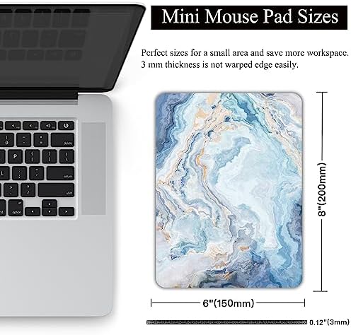 Small Mouse Pad, Mini Mouse Pad 6 X 8 Inch with Non-Slip Rubber Base for Keyboard Tray Laptops Wireless Mouse Home Office Travel, Washable & Portable (Abstract Colorful Marble 02)
