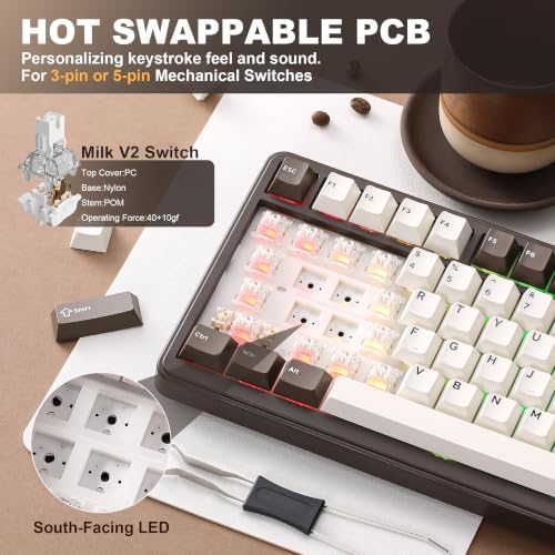 YUNZII B75 PRO 75% Wireless Mechanical Keyboard (Coffee Brown, MilkV2)