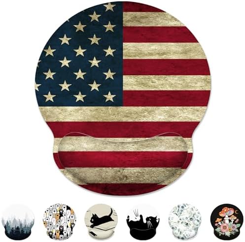 American Flag Ergonomic Mouse Pad with Wrist Rest for Desk Work Office