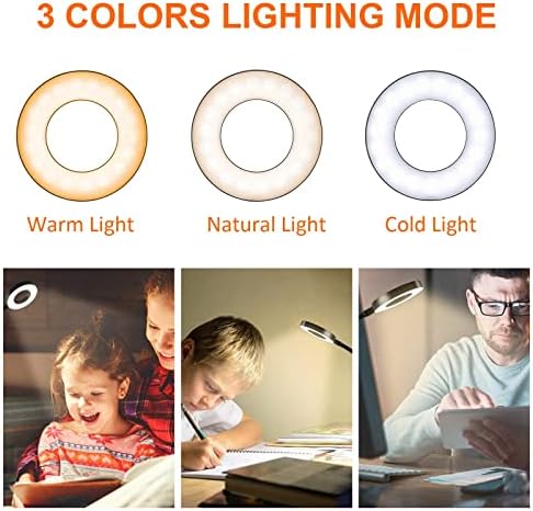 Dpower Clip on Light Reading Lights, 48 LED USB Desk Lamp with 3 Color Modes 10 Brightness, Eye Protection Book Clamp Light, 360 ° Flexible Gooseneck Clamp Lamp for Desk Headboard Video Conferencing
