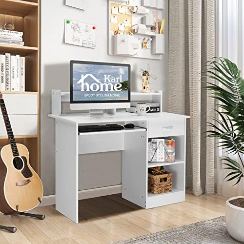 Karl home Computer Desk Study Writing Desk, White
