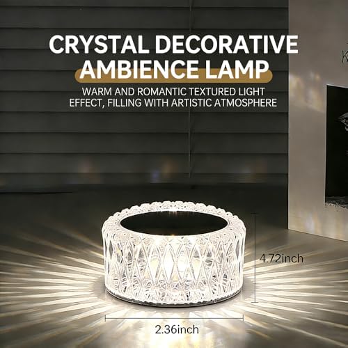 Portable Crystal LED Table Lamp, 3-Levels Brightness Desk Lamp,3 Color Touch Control Rechargeable Lamp for Bedroom Living Room Decor(Blue)