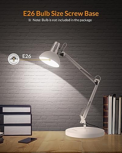 LEPOWER Metal Adjustable Desk Lamp with Clamp, Swing Arm for Home Office
