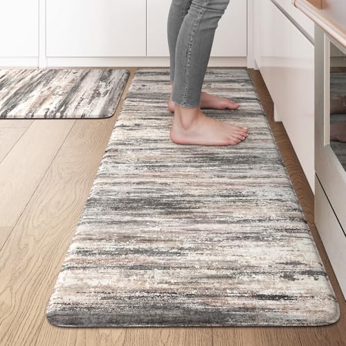 KIMODE Anti Fatigue Kitchen Mats for Floor,Farmhouse Abstract Kitchen Rugs
