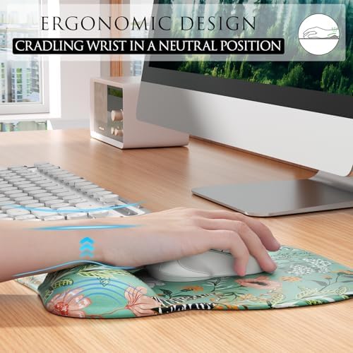 MROCO Ergonomic Mouse Pad Gel Wrist Rest, 9.4 x 8.1 in, Garden Whispers