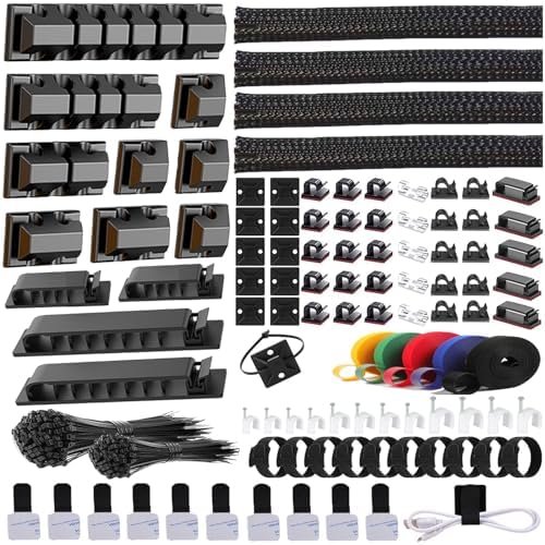 ELII 327 PCS Cable Management Kit 4 Cable Cable Sleeves,65 Cable Clips