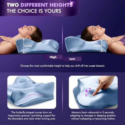 Dayme Orthopedic Memory Foam Pillows – Cooling Cervical Neck Pillow, Blue