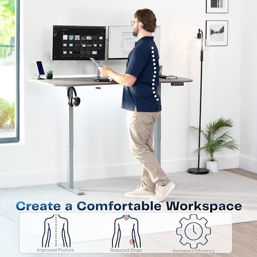 VIVO Dark Gray 63 x 32 in Standing Desk, DESK-KIT-1G1G
