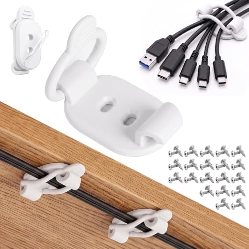 20 Pack Cable Management Clips, Adhesive Cord Organizer-White