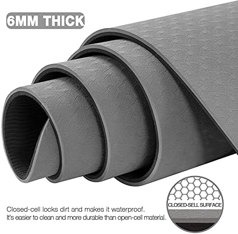 UMINEUX Large Yoga Mat for Men and Women 1/4 & 2/5 Inch Extra Thick TPE Fitness Mat for Home Gym Workout, Non-Slip, Eco Friendly Exercise Mat for Yoga, Pilates, Stretching, Meditation
