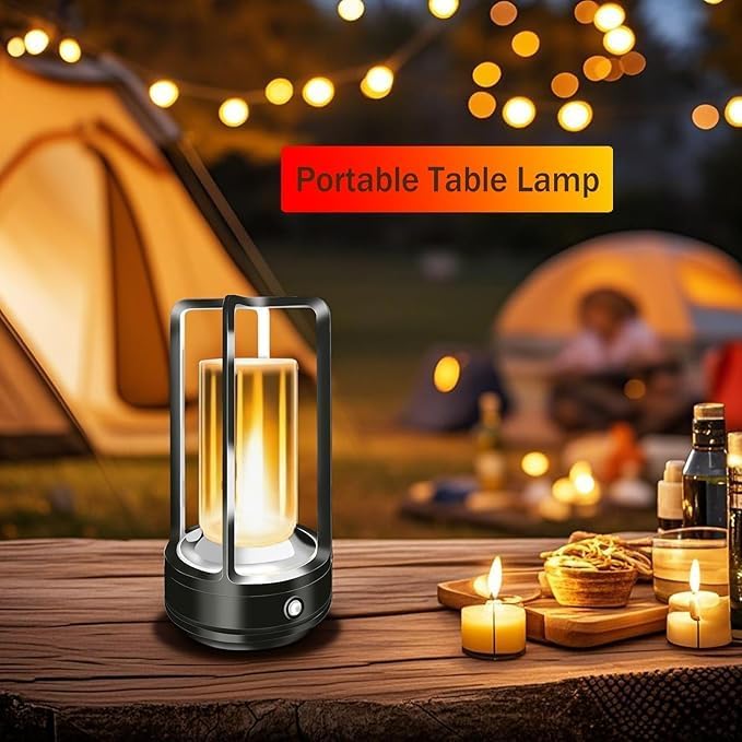 Rechargeable Table Lamp, 4000mAh Battery-Operated Cordless (Black-2)