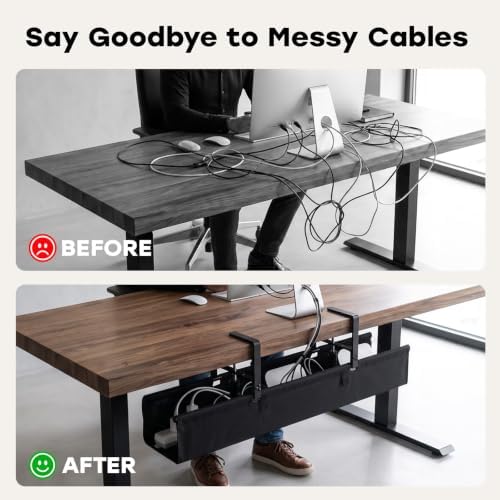 No Drill Under Desk Cable Management Tray, 36 Inch, Black