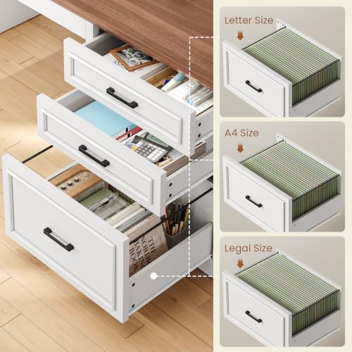 SEDETA Farmhouse L Shaped Standing Desk with Storage for Home Office, White