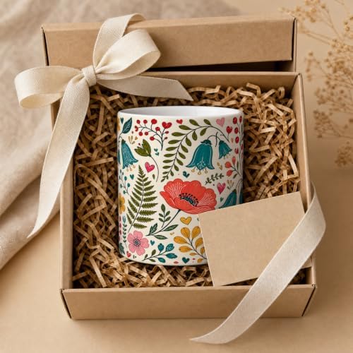 Pen Holder for Desk Ceramic Pencil Cup, Cute Makeup Brush Desk Organizer, Desk Accessories, School Supplies, Teacher Appreciation Gifts, Birthday Christmas Gift for Women (Red-Flower)