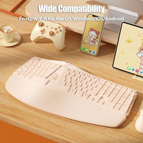 Split Ergonomic Keyboard Wireless with Cushioned Wrist & Palm Rest