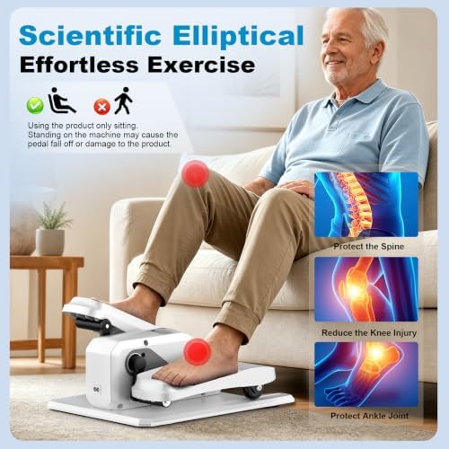 Under Desk Elliptical Machine, Electric Elliptical as Seen on TV for Seniors Adults with 15 Adjustable Speed, Quiet & Portable Electric Seated Pedal Exerciser for Home Office