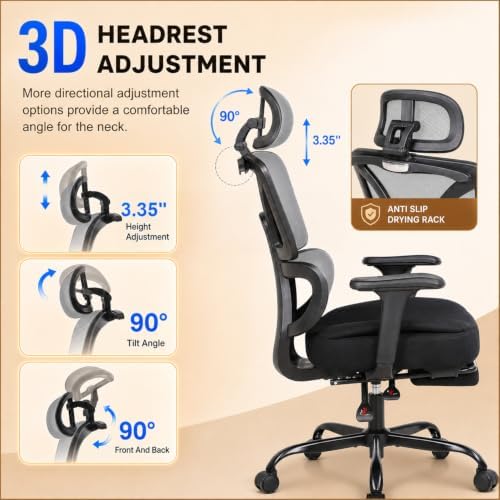 Ergonomic Office Chair with Footrest - High Back Mesh Computer Desk Chair
