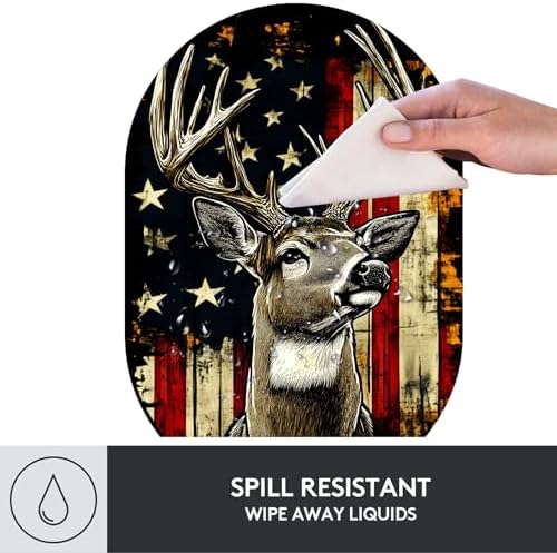 Small Mouse pad, Portable, Waterproof Non-Slip Rubber Bottom, Suitable for Wireless Mouse, Laptop Keyboard Tray for Both Men and Women, Office Travel 7.1x10.6in，Deer with American Flag