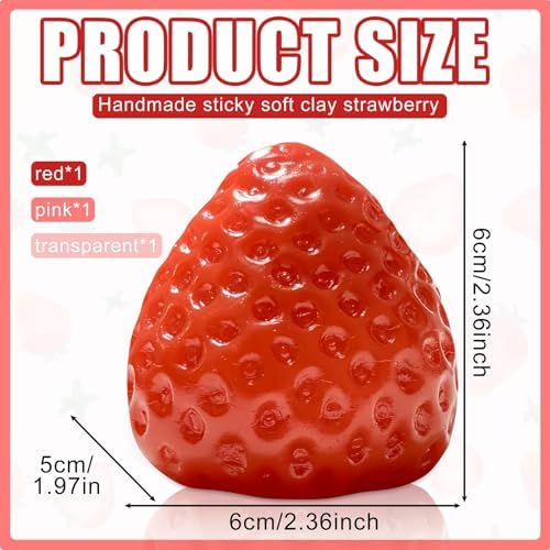 3Pcs Big Taba Squishies Strawberry, Cute Strawberry Squeeze Toys
