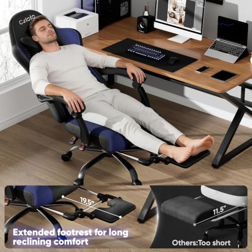 Czlolo Fabric Big and Tall Gaming Chair with Extended Footrest