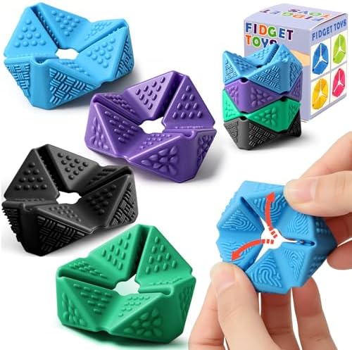 4PCS Sensory Flip Cube Fidget Toys, Quiet Fidget Toy for Kids & Adults