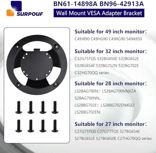BN61-14898A BN96-42913A Wall Mount VESA Adapter Bracket for Samsung Odyssey G6 G7 27/28/32/49'' Monitor C49HG90DM C49J890DK C49RG90SS S49A950UI C32G75TQS C32HG70QQ S32BG650E S32BG652E S32BG654E