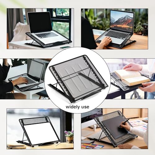Dunzoom 2 Pcs Mesh Laptop Stands 10 Levels Large Adjustable Laptop Riser Holder Computer Stand for Desk Cooling Ventilated Universal Lightweight Ergonomic Tray for Diamond Painting Reading