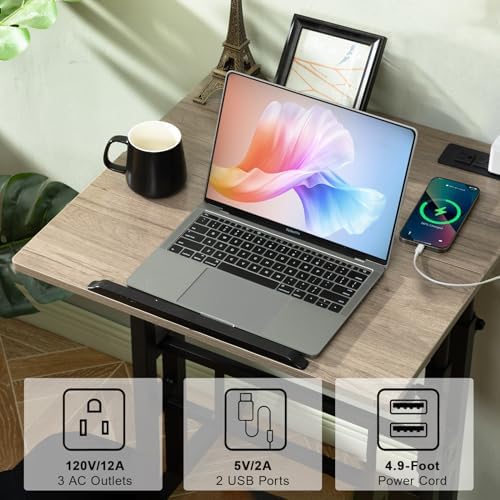 Hadulcet Mobile Standing Desk Adjustable Height with Charging Station