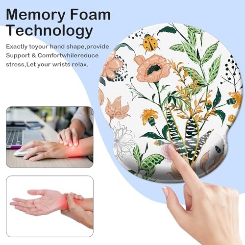 Mouse Pad Wrist Support,Ergonomic Mouse Pad with Wrist Rest,Comfortable Mousepad with Smooth Wrist Rest,Pain Relief Mouse Pads for Non-Slip Base,Computer,Laptop,Office & Home(Creamy White)