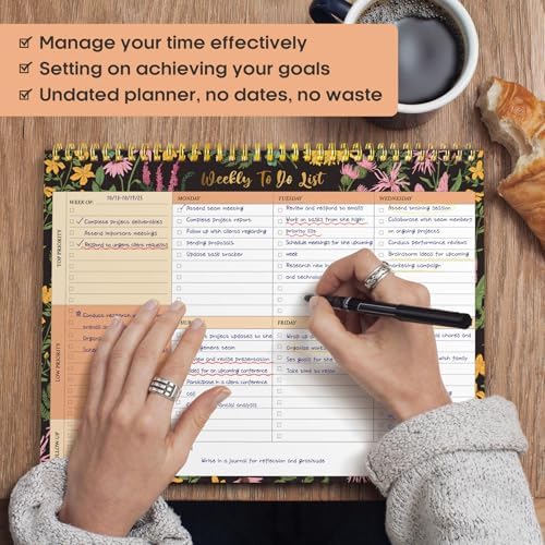 Taja Weekly To Do List Notepad, Undated Weekly Planner Pad, 8.5" x 11"