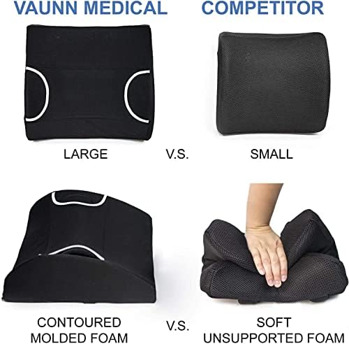 Vaunn Medical Seat Cushion, Lumbar Back Support Pillow for Office Chair with Removable Firm Insert (Without Gel Pad)