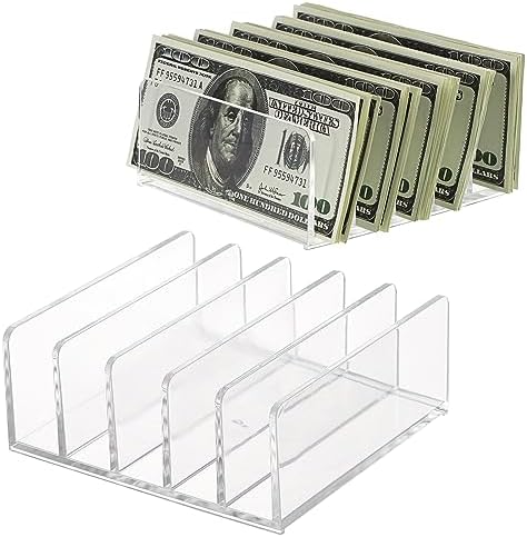 Hipiwe 2-Pack Acrylic File Organizer for Sorting Mail - 5 Slot Mail Sorter