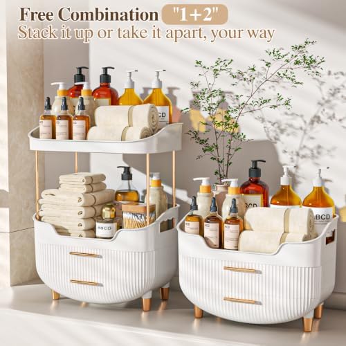 caktraie 4-Tier Makeup Organizer Bathroom Countertop Storage White