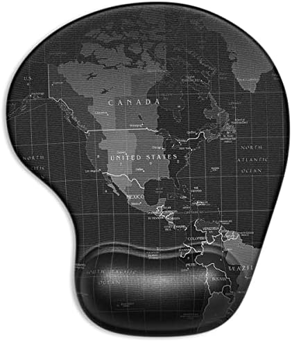 ITNRSIIET Ergonomic Mouse Pad with Gel Wrist Support Small Wrist Rest Smooth Surface Non-Slip PU Base Comfortable Office Supplies Pain Relief, 8.7 x 7.2 inches, Map