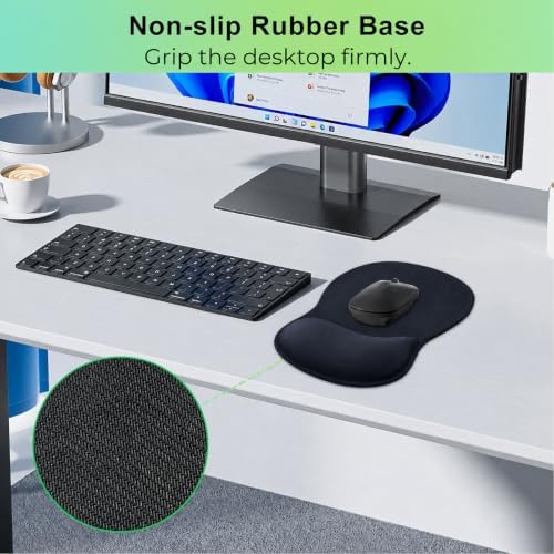 Mouse Pad with Wrist Rest Ergonomic Memory Foam Support, Non-Slip Rubber Base, Comfortable Typing Cushion for Home Office Computer Laptop, Navy Blue