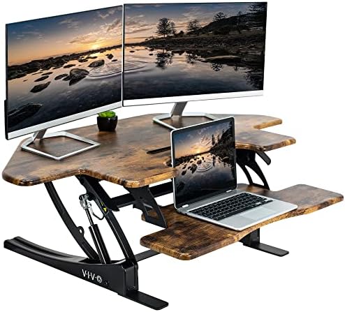 VIVO Rustic Vintage Brown 43 in Corner Desk Converter, DESK-V000VCN