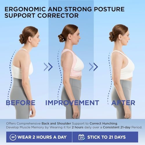 Vicorrect Posture Corrector for Women and Men: Adjustable Brace Straps for Upper Back Pain Relief and Shoulder Support