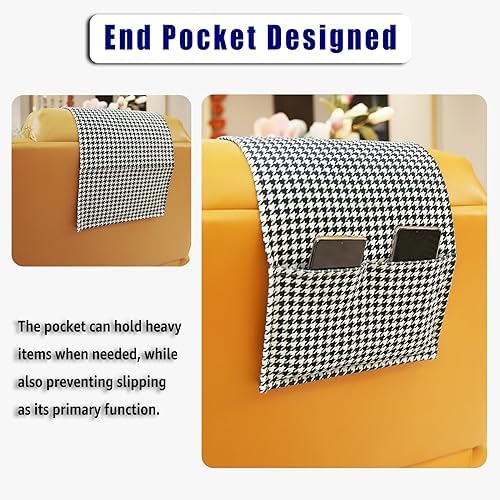 Velvet Recliner Headrest Pillow, Non-Slip Neck Support, Houndstooth