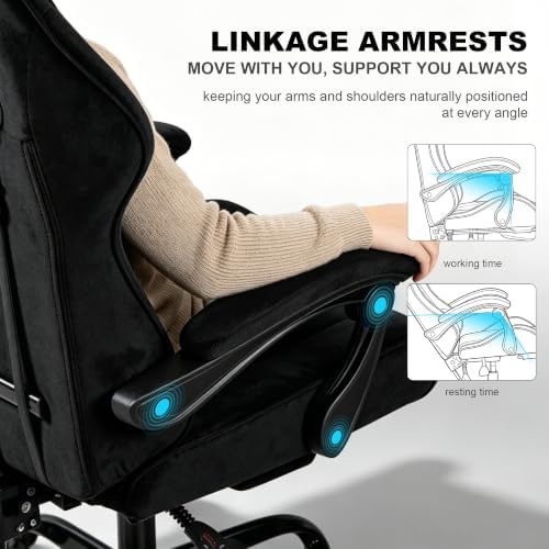 Fabric Gaming Chair for Adults, Comfortable Office Chair with Footrest