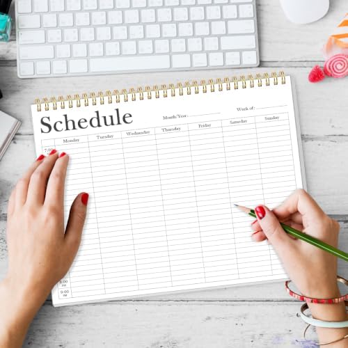 (3-Pack) Weekly Schedule Planner - 8.5" x 11" Weekly Schedule Pad, Desk Planner for Home, Work, School, Projects, 52 Weeks, Black