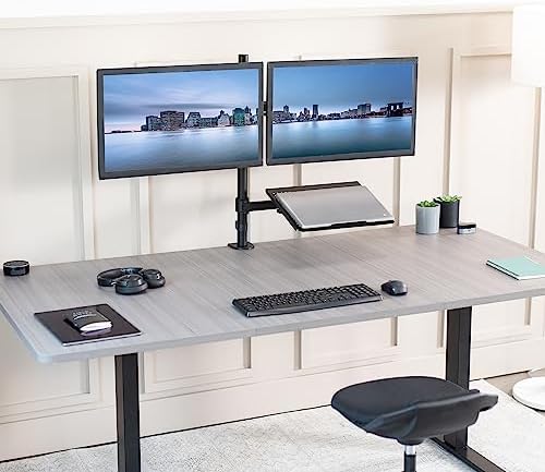 VIVO Laptop and Dual 13 to 27 inch LCD Monitor Stand up Desk Mount, Tall Adjustable Stand, Fits Laptops up to 17 inches, Black, STAND-V012J