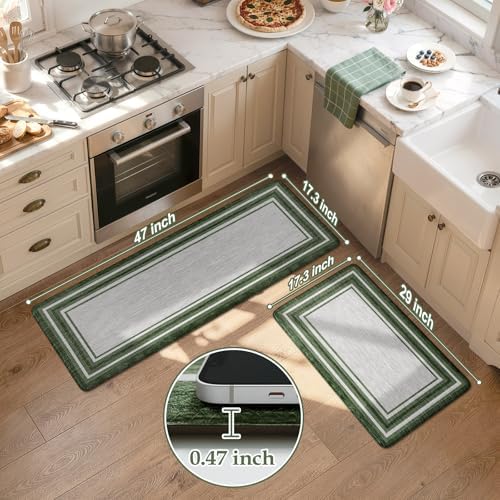 KIMODE Kitchen Mats Cushioned Anti Fatigue,Farmhouse Kitchen Rugs Sets of 2