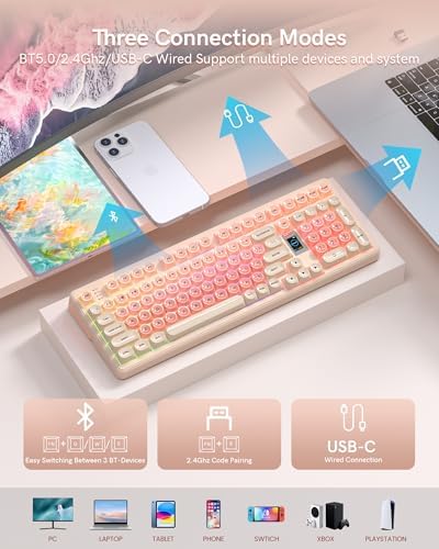 Keymatic WK98 Foundation Mechanical Keyboard, Pink Creamy Gaming Keyboard