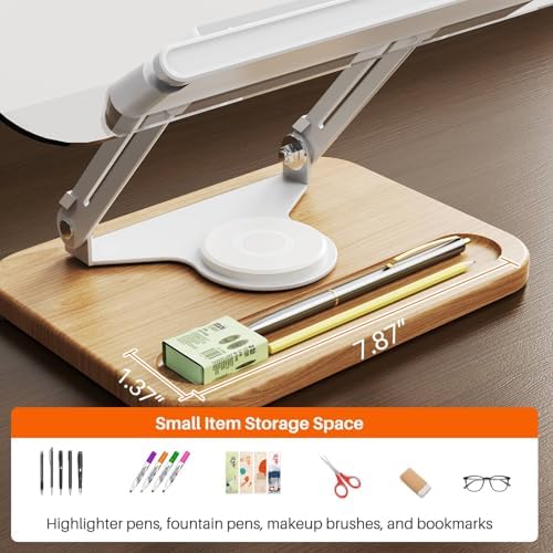 BYMECOST Acrylic Book Stand for Reading, 360°Rotating Book Holder, White