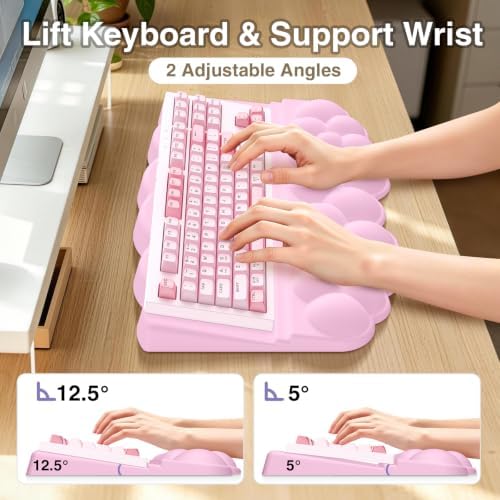 Sushret Cloud Wrist Rest with Keyboard Stand, Keyboard Riser with Wrist Pad