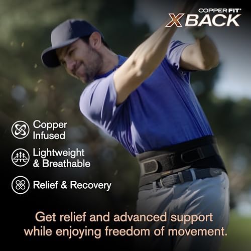 Copper Fit X-Back Brace for Lower Back Pain, Lumbar Support, Herniated Disc, Sciatica, Arthritis – Adjustable, Breathable Design - for Men and Women (Large/XLarge)