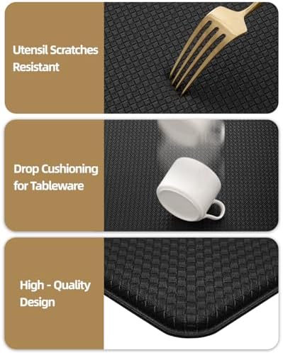 Color&Geometry Wide Kitchen Floor Mat 24x59+24x87 Anti Fatigue 2PCs, Black