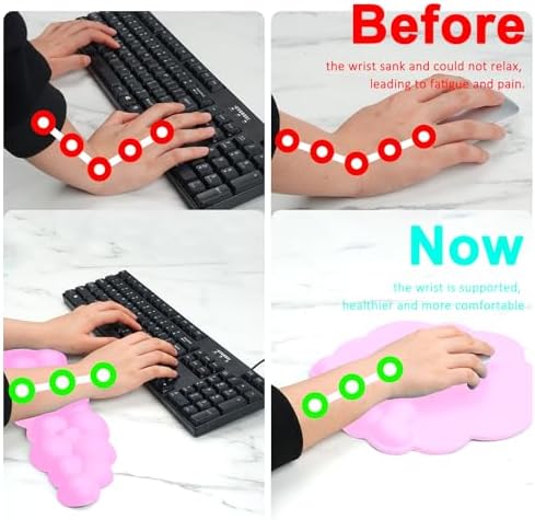 Cloud Wrist Rest Mouse Pad & Keyboard Wrist Support Set for Home & Office